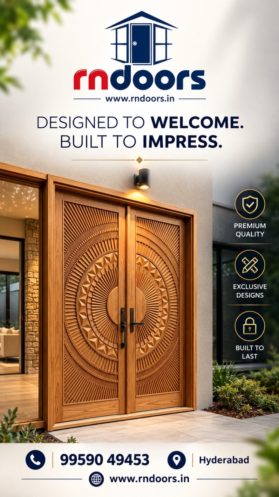 Wide Teakwood Door Frames for Luxury Villas