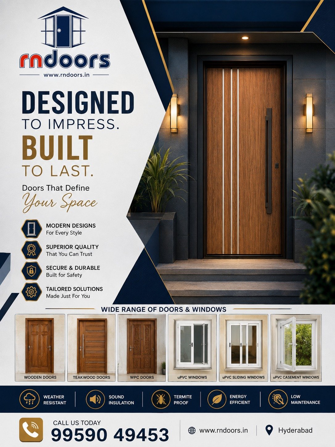Modern Wooden Main Door Designs for Luxury Homes in Hyderabad